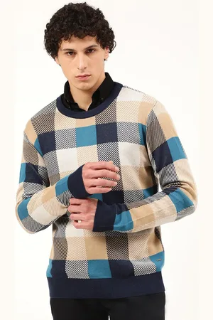 HARSAM Men Checked Pure Cotton Pullover