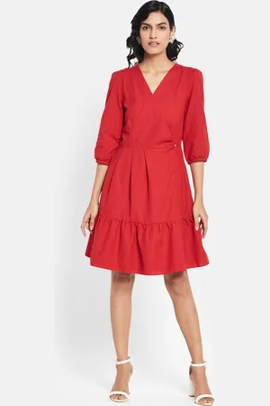 Fabindia Tiered Wrap Slim Fit Dress