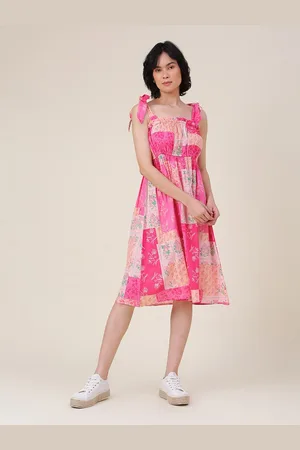 Fabindia Pink Cotton Floral Dress