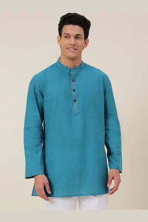 Fabindia Men Turquoise Blue Kurta
