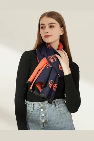JC Collection Women Navy Blue & Red Printed Scarf