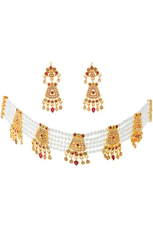 The Pari Gold-Plated Kundan Studded & Pearls Beaded Jewellery Set