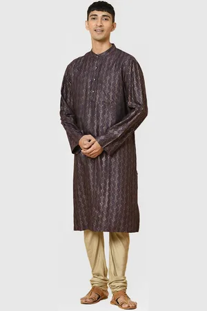 Fabindia Printed Mandarin Collar Long Sleeve Thread Work Kurta