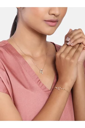 Peora Gold Plated Leo Horoscope Zodiac Sign Pendant & Bracelet Combo Set