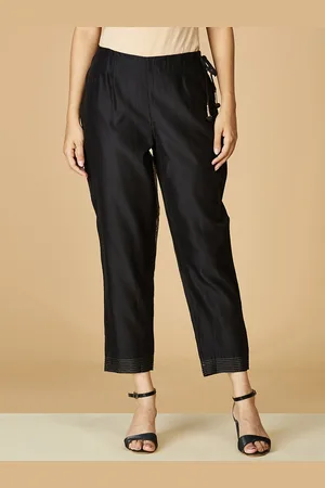 Fabindia Women Black Comfort Culottes Cotton Trousers