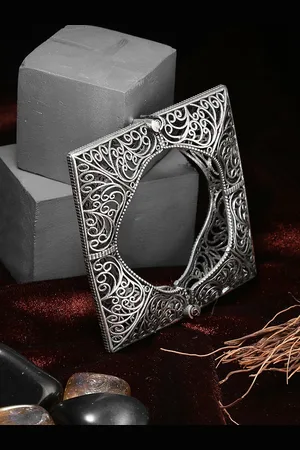 Adwitiya Collection Oxidised Silver Plated Handcrafted Bangles