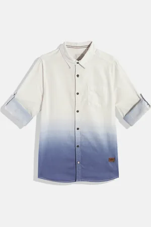 Roadster Boys Off White & Blue Pure Cotton Casual Shirt