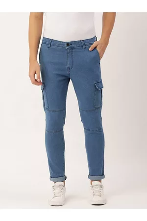IVOC Men Blue Slim Fit Stretchable Cargo Jeans
