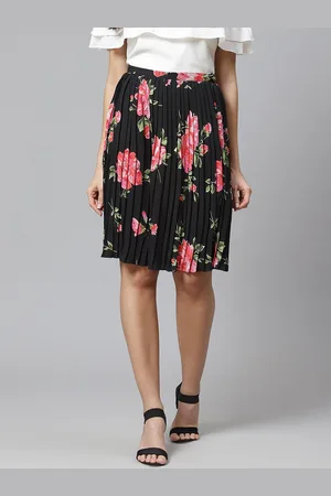Ives Printed Accordion Pleated Flared A-Line Skirt