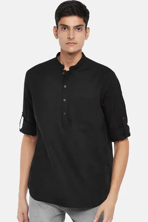 Pantaloons Men Black Pure Cotton Kurta