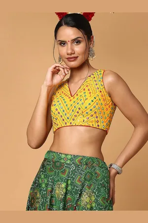 SALWAR STUDIO Yellow Embroidered Readymade Saree Blouse