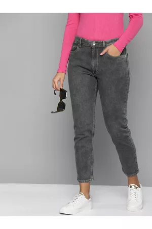 Flying Machine Women Grey Straight Fit Light Fade Bleached Stretchable Jeans