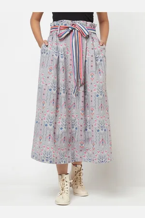 Fabindia Printed Flared Midi Skirt