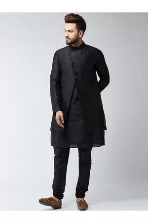 SOJANYA Men Black Self-Design Sherwani Set