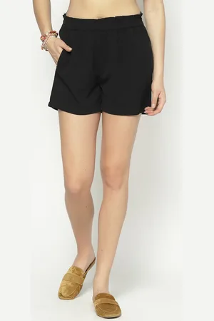 Sera Women Black Solid Regular Fit Regular Shorts