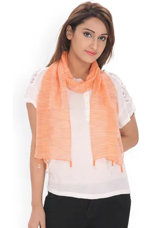 Anekaant Orange Scarf with Beaded Tassel Details
