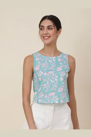 Fabindia Floral Print Cotton Crop Top