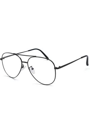 Optify Unisex Clear Lens & Black Aviator Sunglasses with UV Protected Lens