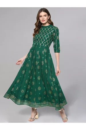 IDALIA Ethnic Motifs Printed Cotton A-Line Ethnic Dress