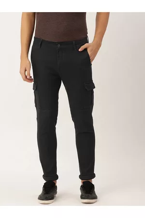 IVOC Men Black Slim Fit Stretchable Cargo Jeans