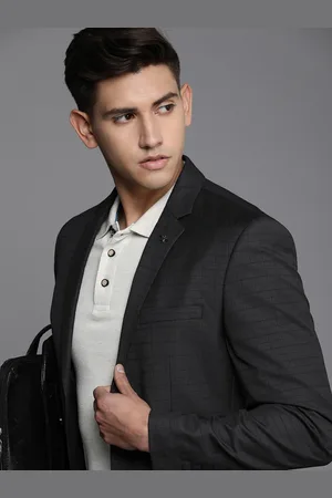 Louis Philippe Men Checked Single-Breasted Slim-Fit Blazer
