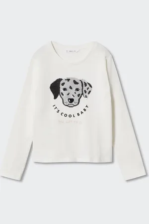 MANGO Girls Pure CottonTypography Printed Sequin Embellished Sustainable T-shirt