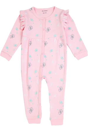 My Milestones Infant Girls Butterfly Print Pure Cotton Rompers