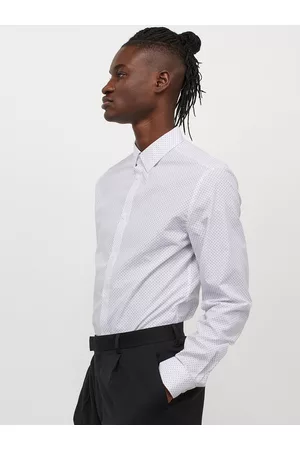 H&M Men White Slim Fit Easy-iron shirt