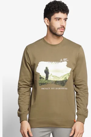 Wildcraft Men Olive Green Printed Cotton Sweatshirt