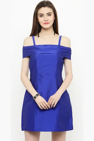 Sera Women Blue Solid A-Line Dress