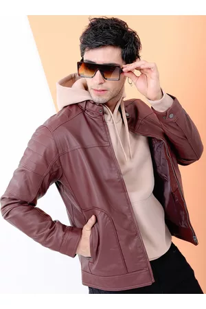 LocoMotive Men Burgundy Solid Jacket
