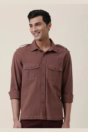 Fabindia Men Brown Straight Cotton Casual Shirt