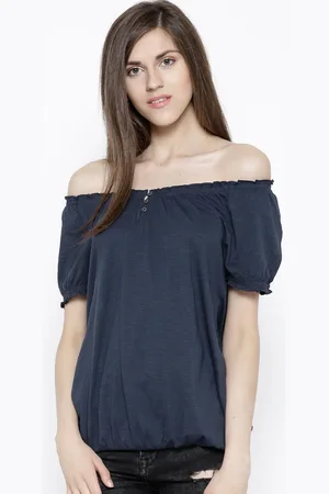 Sera Navy Off-Shoulder Top