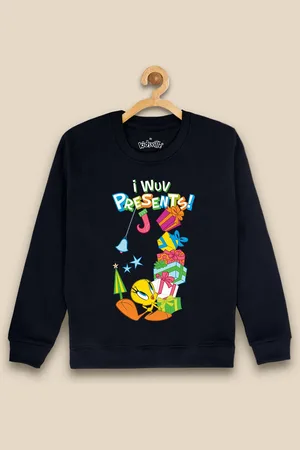 Kidsville Girls Christmas Tweety Graphic-Printed Cotton Sweatshirt