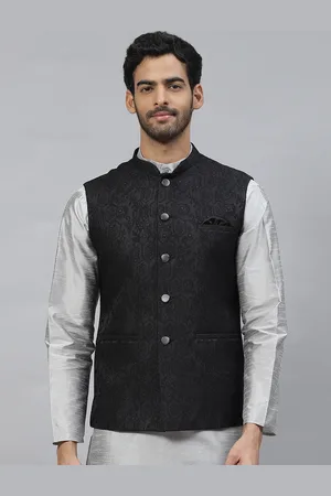 ESSAS club Men Jacquard Nehru Jacket with Pocket Square
