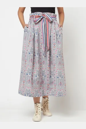 Fabindia Printed Midi Flared Skirt