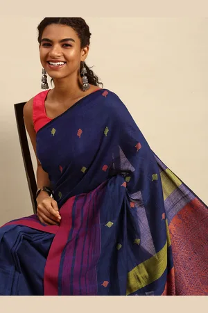 ArtEastri Ethnic Motifs Pure Cotton Taant Saree Without Blouse Piece