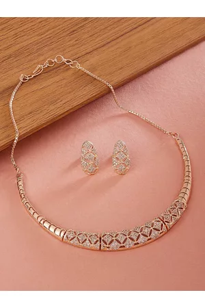 Zaveri Pearls Rose Gold-Plated CZ-Studded Jewellery Set