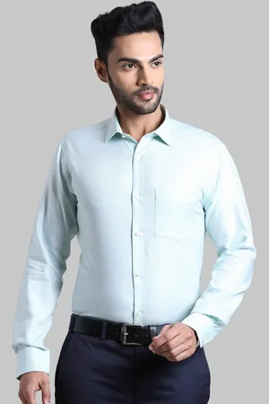 Park Avenue Men Green Slim Fit Micro Checked Formal Shirt
