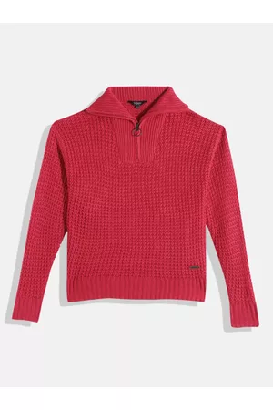 Roadster Girls Mustard Solid High Neck Pullover