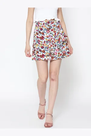 Sera Women White & Red Printed A-line Mini Skirt