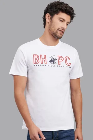 Beverly Hills Polo Club Men White & Red Typography Printed Cotton T-shirt