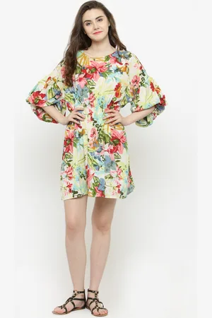Sera Women Off-White & Pink Floral Print A-Line Dress