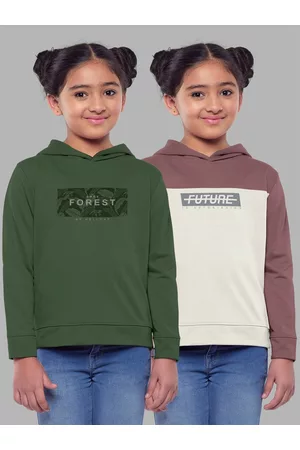 HELLCAT Girls Pack of 2 Printed Hooded Cotton Sweatshirt