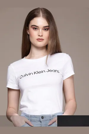 Calvin Klein Women Pack of 2 Multicoloured Typography Printed Slim Fit T-shirt