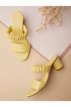 Tokyo Talkies Women Yellow Block Pumps