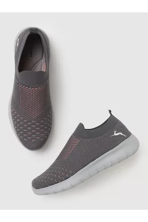 Marc Loire Women Grey Melange Woven Design Slip-On Sneakers