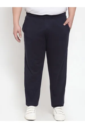 Pluss Men Navy Blue Solid Track Pants