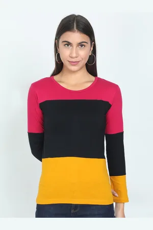 Fleximaa Women Multicoloured Colourblocked Cotton T-shirt