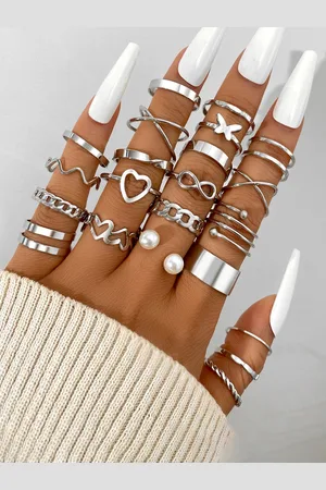 Jewels Galaxy Set Of 23 Silver-Plated Finger Rings